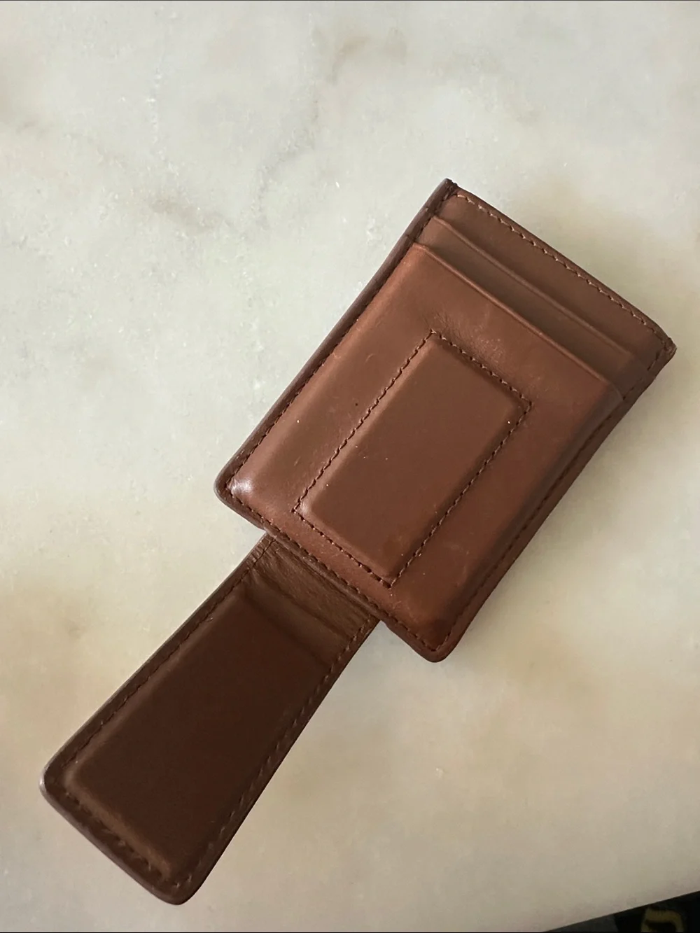 J. Crew Brown Leather Money Clip Card Holder